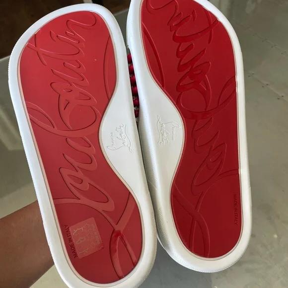 Christian louboutin pool fun donna slides sandals flat floride white sz 40.5 - Picture 9 of 10